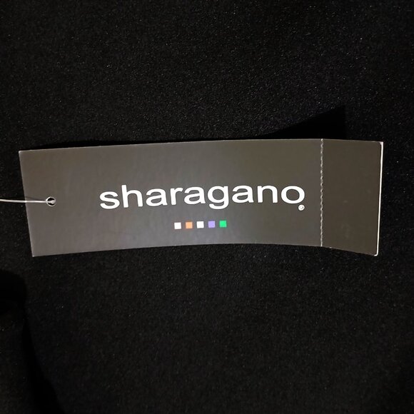 Sharagano Women Black Long Sleeve White Ruffled Pleated Cuffs ZipUp Dress Size 4 - Picture 10 of 13